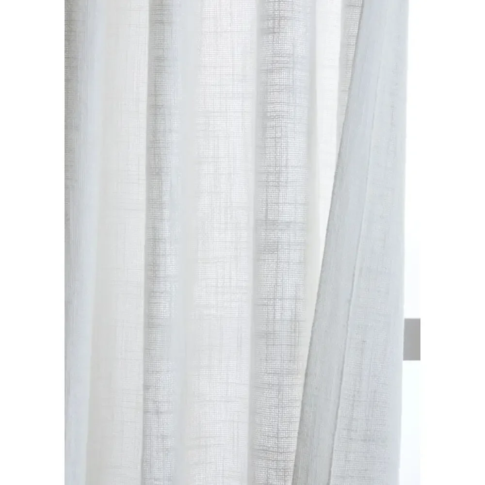 Quince WHITE Cotton Semi-Sheer 2 Panel Curtains Set 48